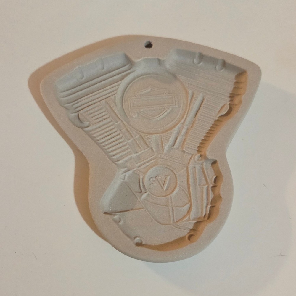 Vintage 1992 Harley Davidson V-Twin Engine Stoneware Cookie Mold USA Made